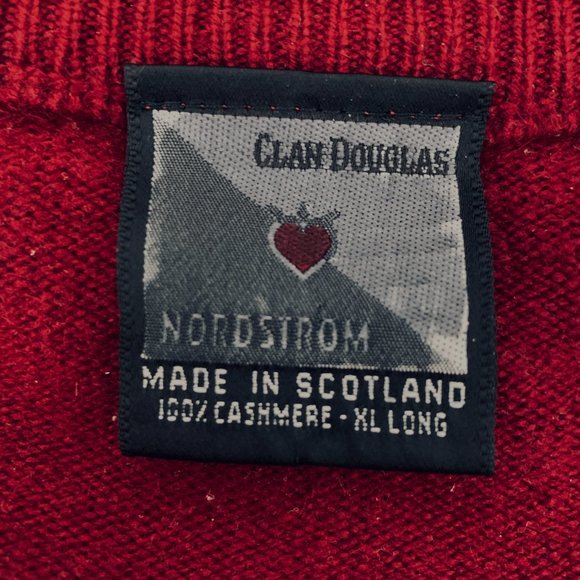 100% CASHMERE Clan Douglas Burgundy V Neck Vintage Nordstrom Sz XL - Picture 4 of 13